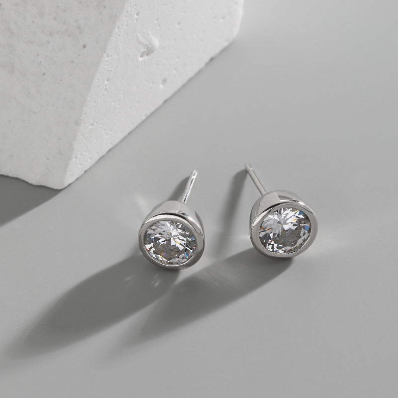 White Sapphire Flat Sphere Studs