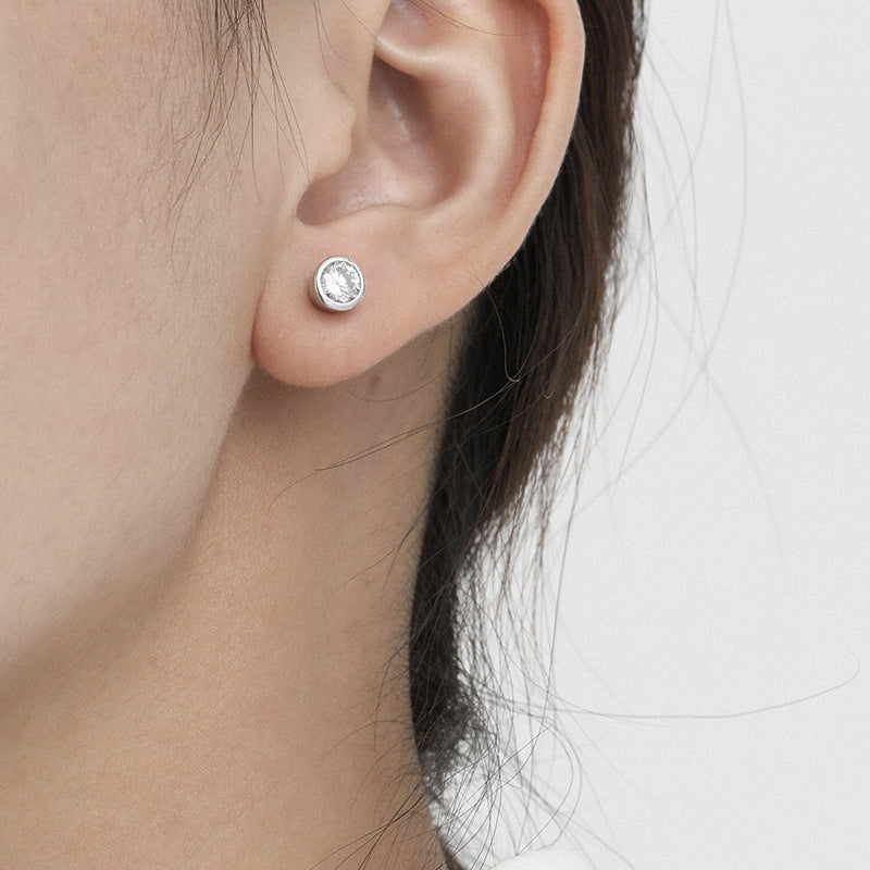 White Sapphire Flat Sphere Studs