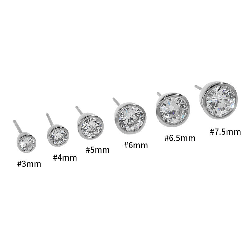 White Sapphire Flat Sphere Studs